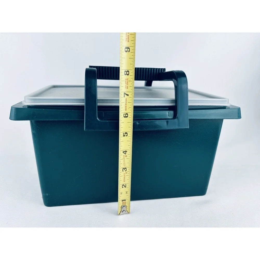 Tupperware Carry All Storage Tote Bin with Handle Green 1431-5 - Picnic Vintage